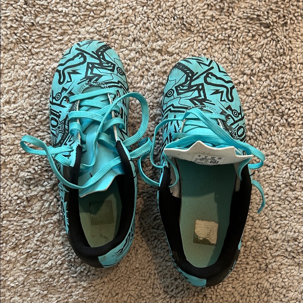 Puma Aqua and Black cleats